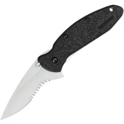 Kershaw 1620ST Scallion Serrated Assisted Opening Stainless Linerlock Folding Pocket Knife With Black Polyamide Handles