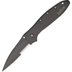 Kershaw 1660CKTST Leek Assisted Opening Framelock Folding Pocket Knife With Black Tungsten Stainless Handles