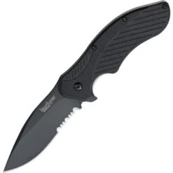 Kershaw 1605CKTST Clash Assisted Opening Part Serrated Black Finish Blade Knife With Textured Black Injection Molded Handle
