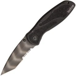 Kershaw 1670TTSST Blur With Part Serrated Tiger Striped Blade Part Serrated Tanto Point Linerlock Folding Pocket Knife
