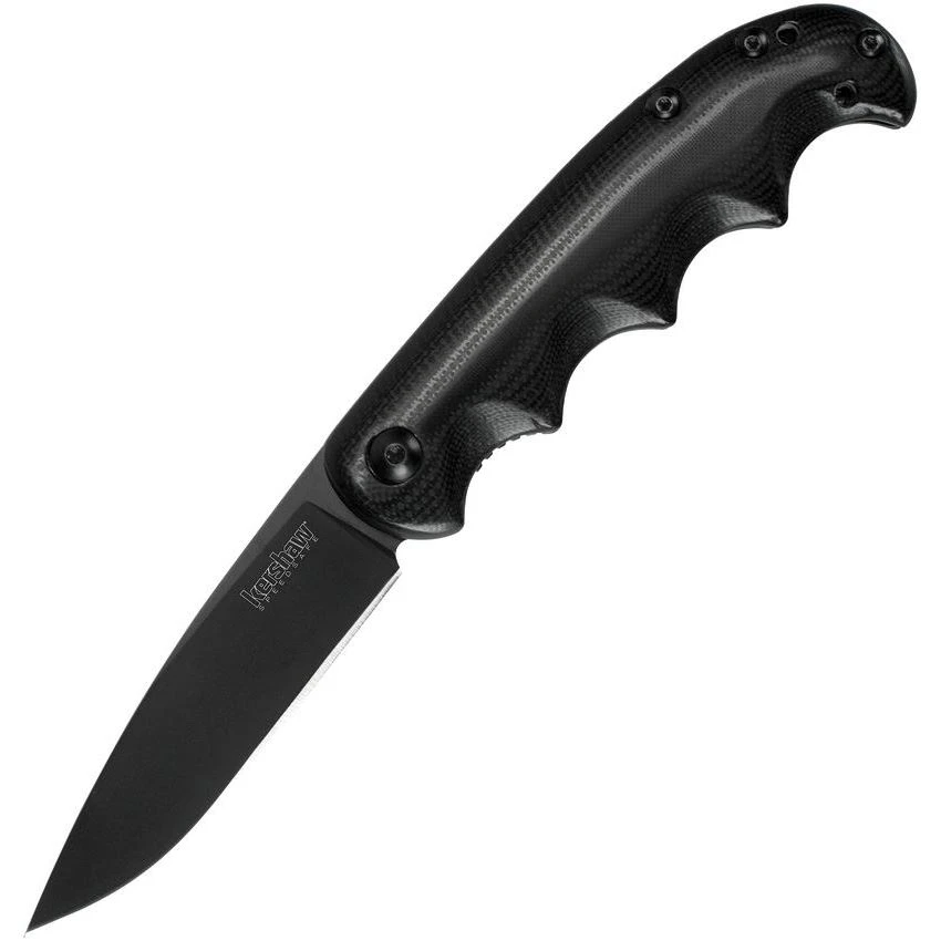 Kershaw 2340X Am-5 Assisted Opening Spear Point Blade Knife With Polished Black Finger Grooved G-10 Front Handle 3 Kershaw 2340X Am-5 Assisted Opening Spear Point Blade Knife With Polished Black Finger Grooved G-10 Front Handle